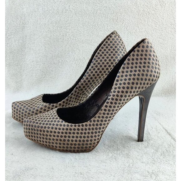 Stiletto Heeled Pumps Leather Polk Dot Accents Metallic Heel Jessica Simpson - Picture 3 of 12